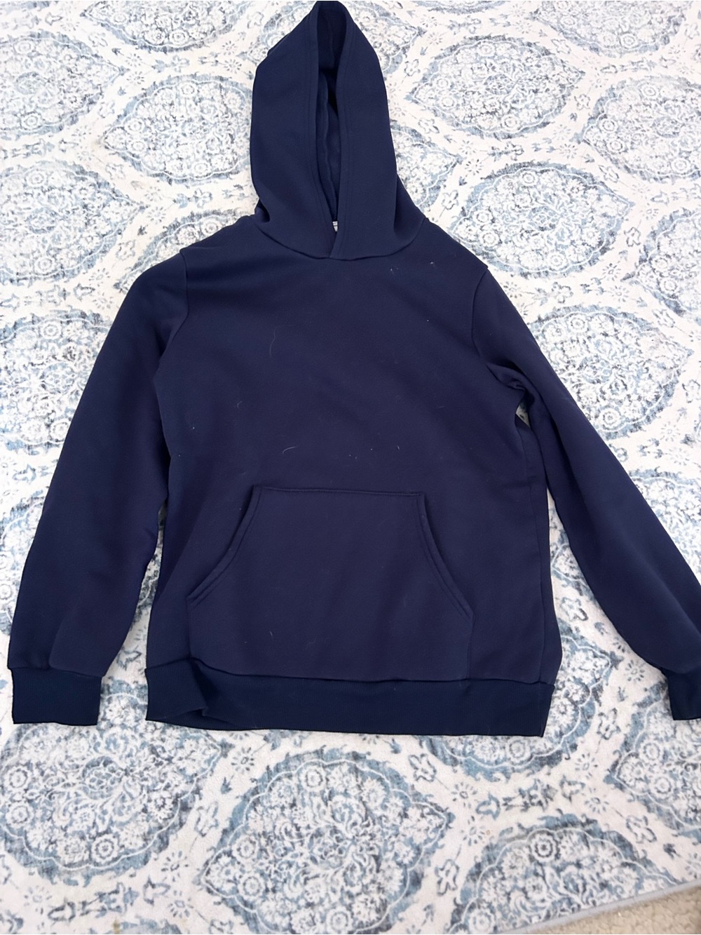 SHEIN Men's Dark Navy Hooded Sweatshirt Pullover
